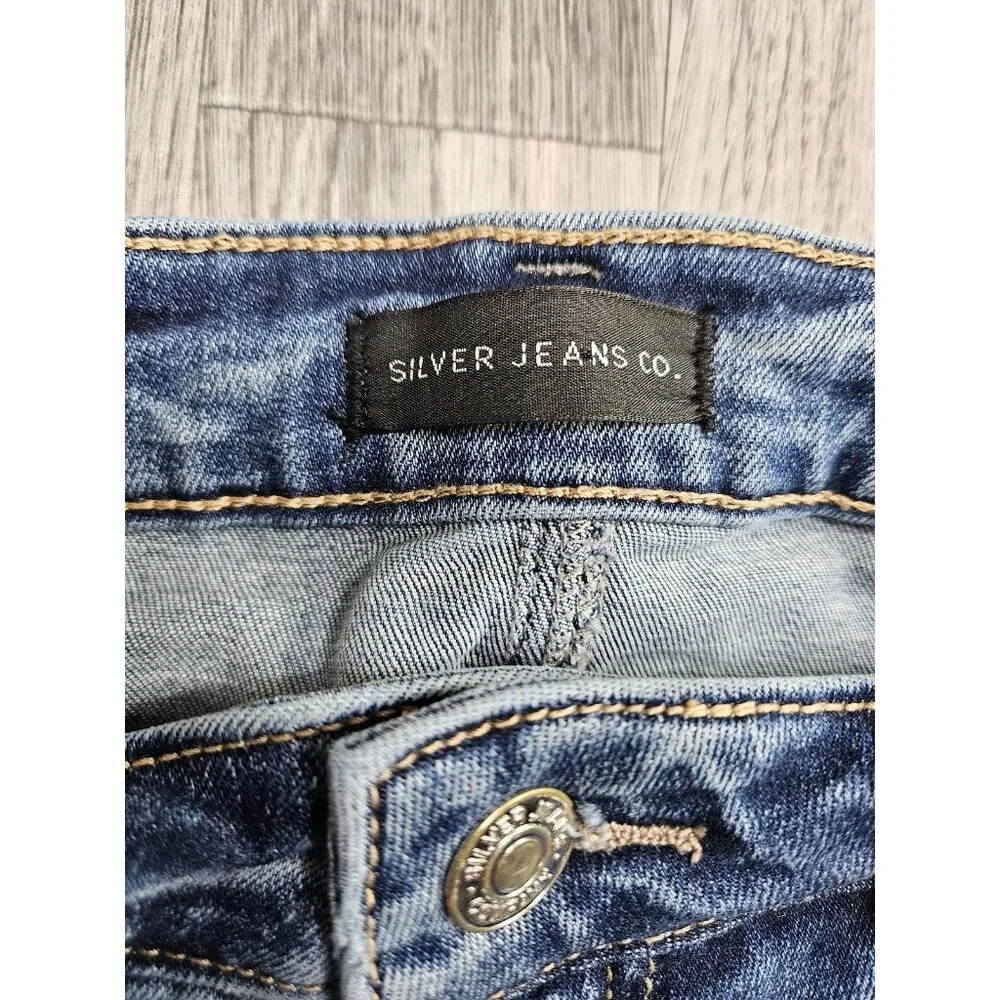 Silver Jeans Co Jeans Womens 27 Most Wanted Straight Crop‎ Distressed Raw Hem